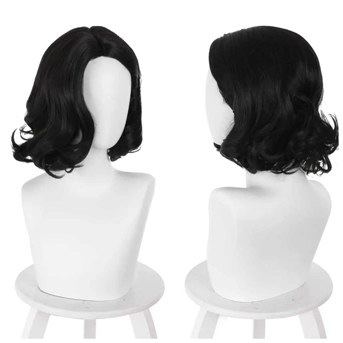 Synthetic Braided Wigs For Black Women - Black Short Bob Wavy Middle Part