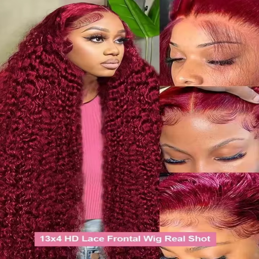 32 34Inch 99J Burgundy 13x4 HD - огляд і ціна Human Hair Wigs